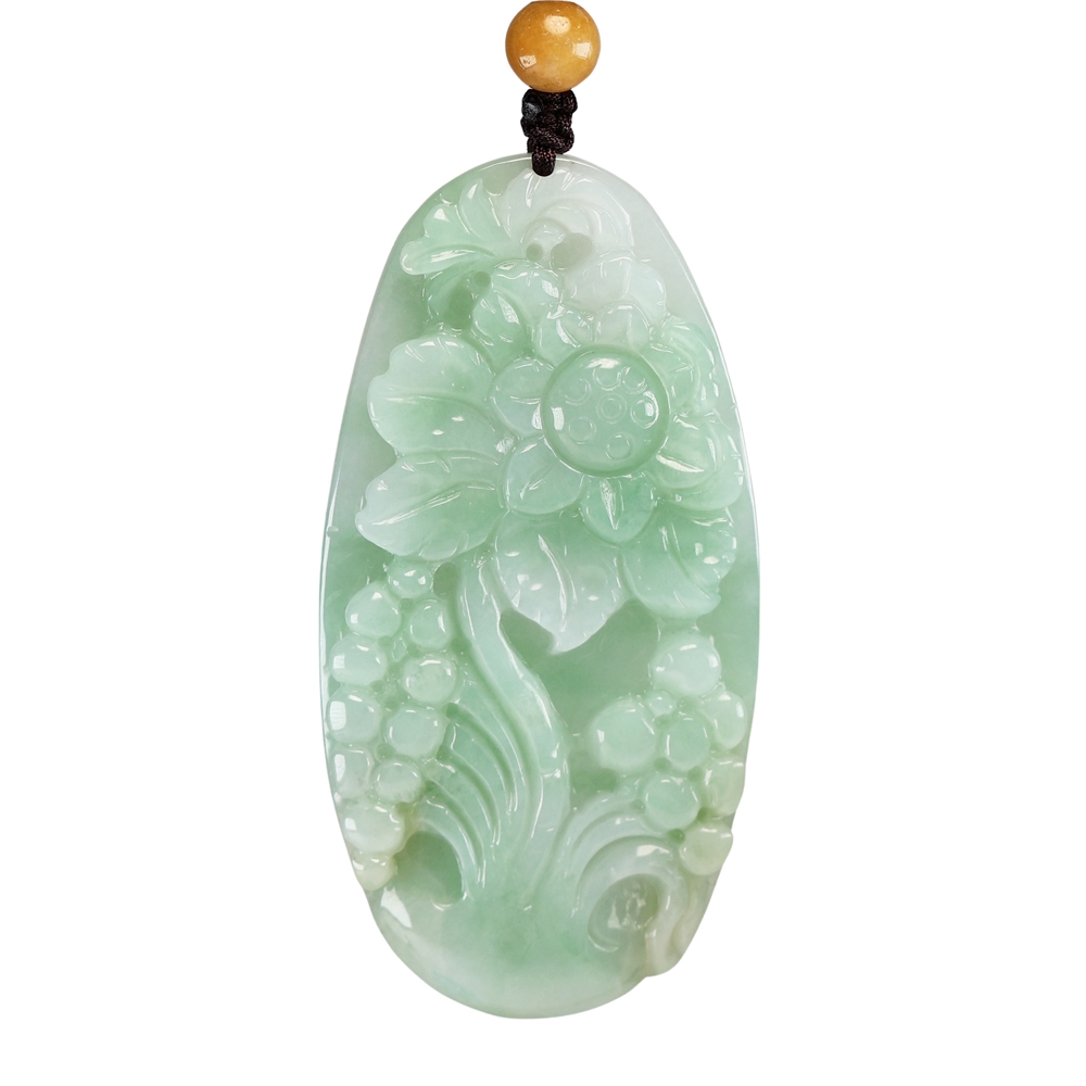 天然翡翠A貨 漢石齋】天然翡翠A貨如意玉佩吊墜細糯種飄花(29*51*13mm) | 漢石
