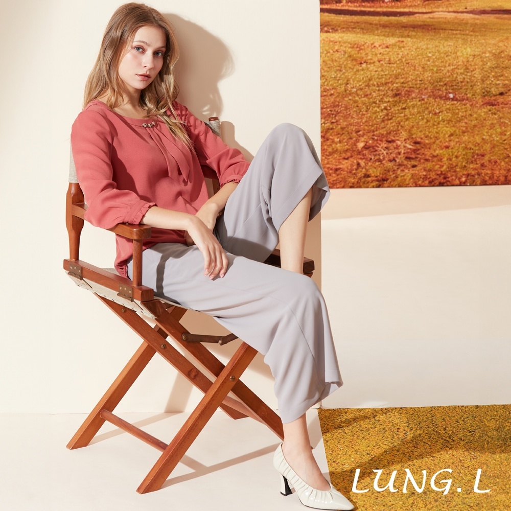 LUNG.L林佳樺 灰色九分闊腿褲LP26E06