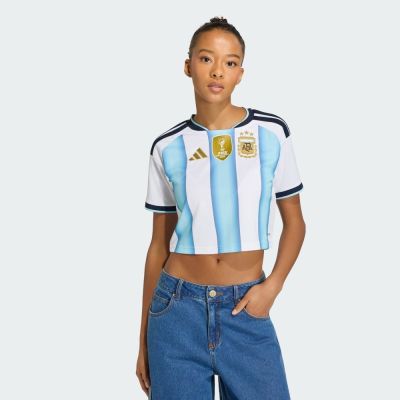 【adidas 愛迪達】 世界盃 阿根廷 主場球迷版 短版球衣  吸濕排汗 女 KE5982