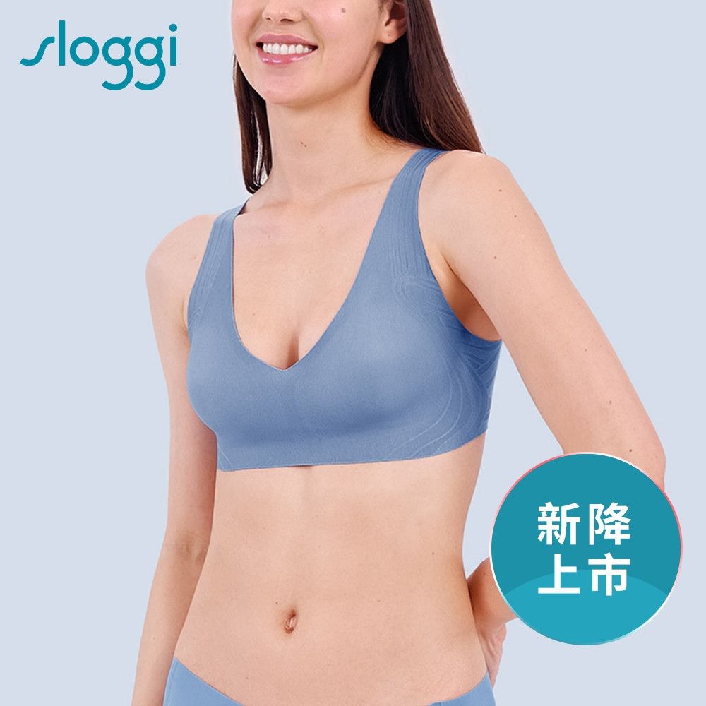 sloggi-ZERO FEEL SOFT BRA零感系列後扣式V領內衣 青藍
