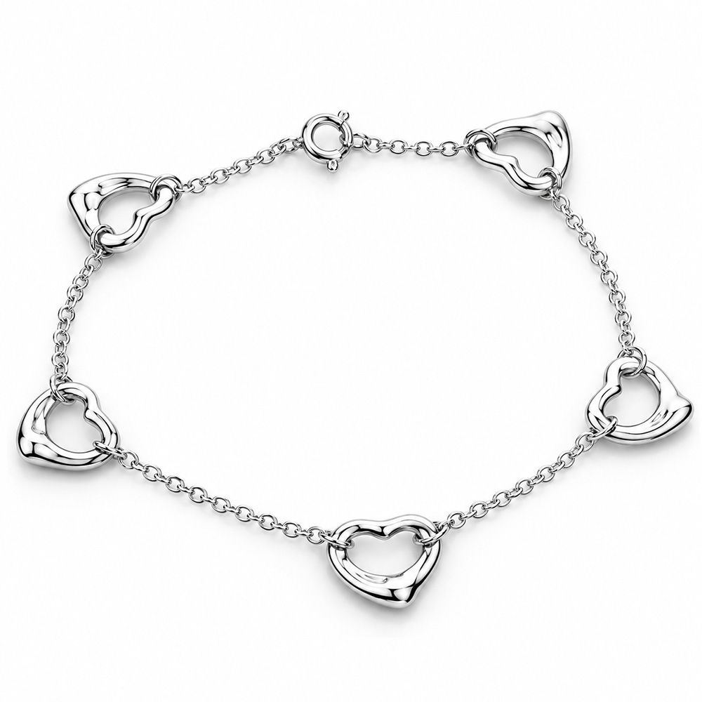 (近新品) Tiffany&Co. 蒂芙尼 Open Heart 5愛心925純銀手鍊