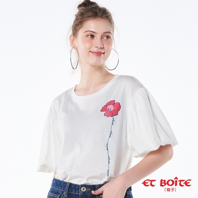 ET BOITE箱子 BLUE WAY –一朵花澎袖短TEE(白)