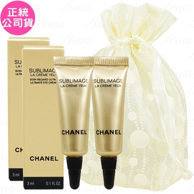 CHANEL香奈兒 CHANEL 香奈兒 奢華金燦賦活亮眼霜(3ml)*2旅行袋組(公司貨)