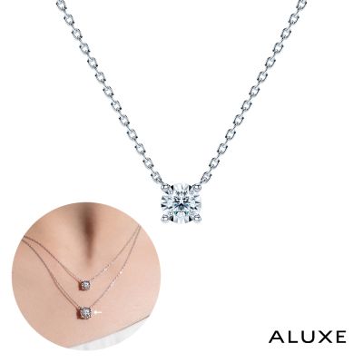 ALUXE 亞立詩 10K金 鑽石項鍊 璀璨單鑽 閃耀系列 NN3218VB(1克拉視覺效果)