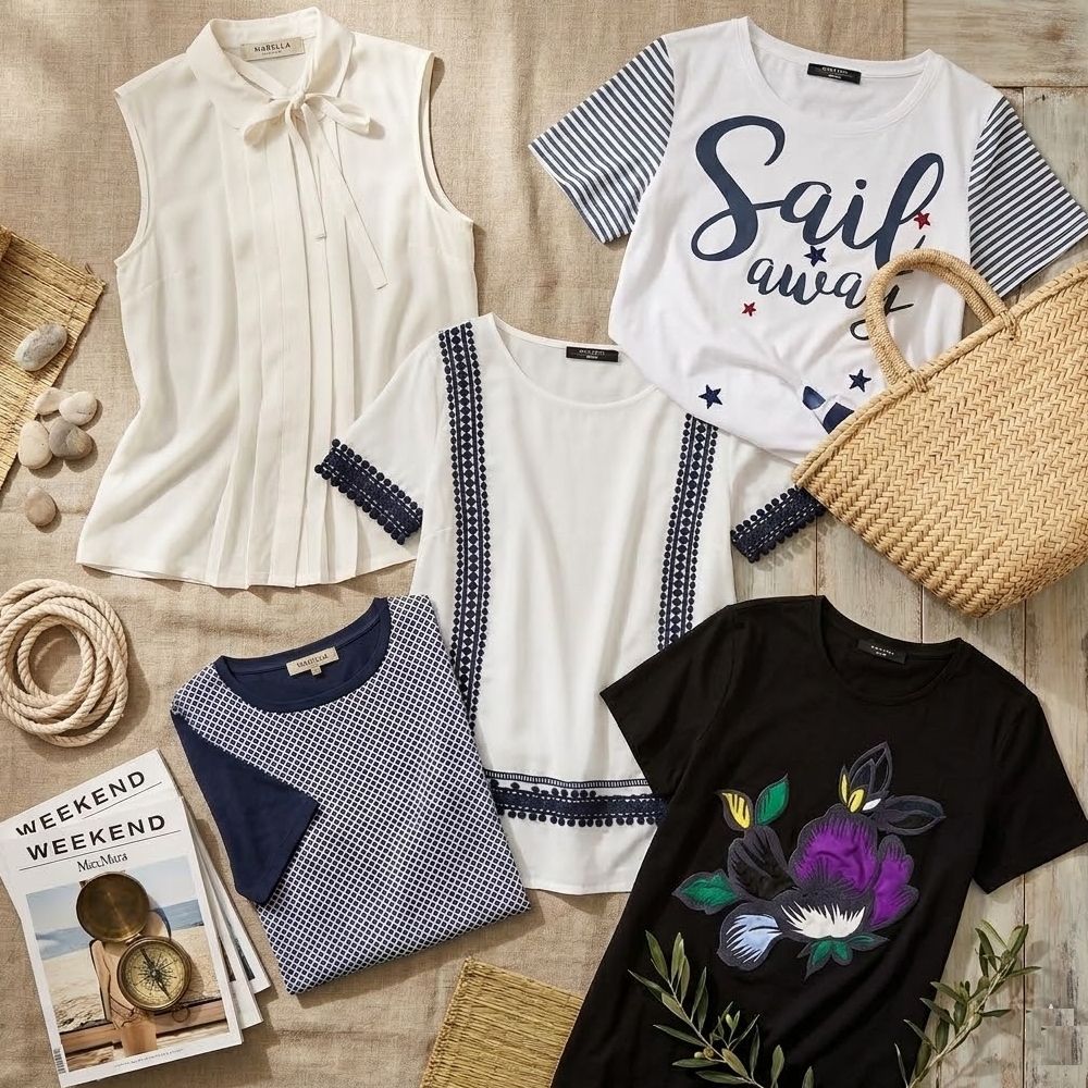 Max Mara集團 經典T恤 TEE 均一價 (花朵串珠)