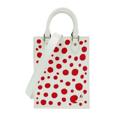LOUIS VUITTON路易威登 Louis Vuitton LV路易威登 x YK 草間彌生 展示品 EPI皮革斜背手機包(M81986-白紅)