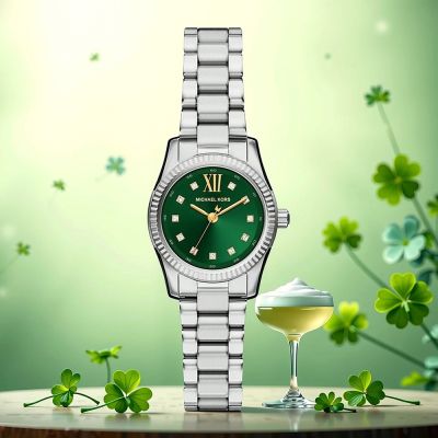 Michael Kors MK Lexington 時尚晶鑽大三針女錶 618限定禮遇 送禮推薦-綠/26mm MK7580