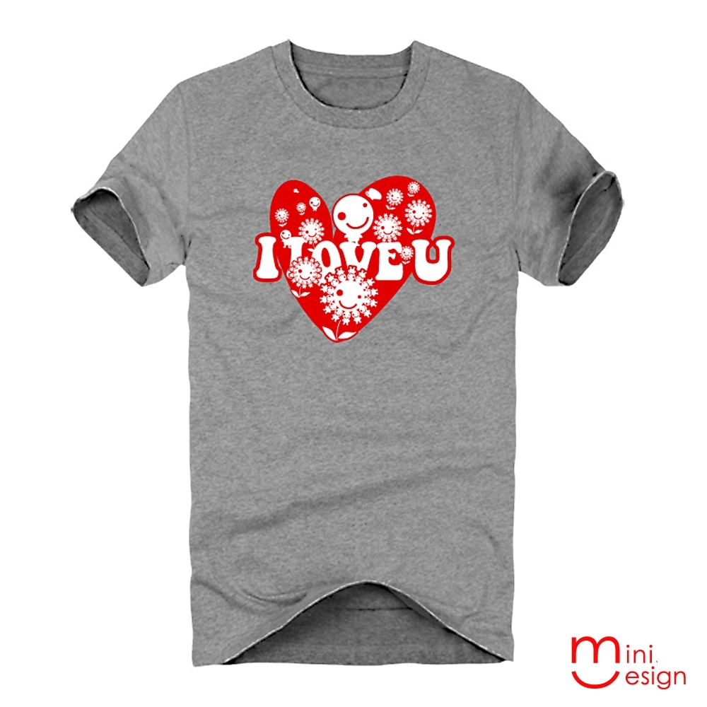 I LOVE U愛花田潮流設計短T 三色-Minidesign (灰色)