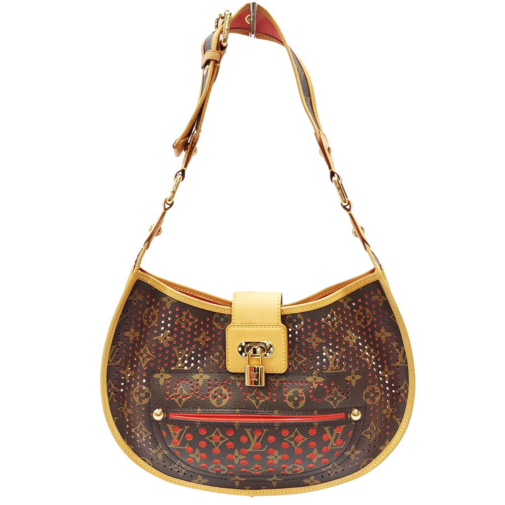【Louis Vuitton 路易威登 】M95178 經典Monogram Perforation單肩彎月型洞洞包(絕版展示品)