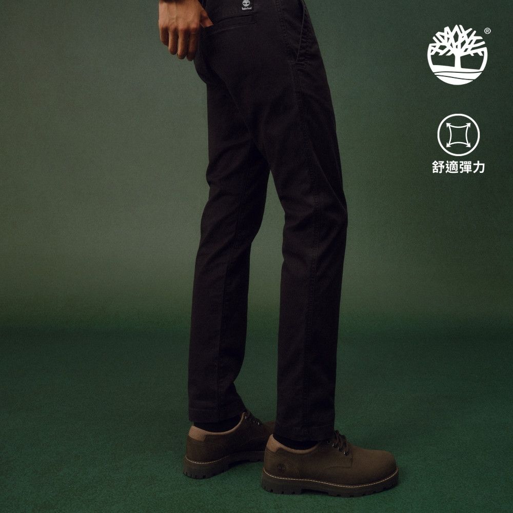 Timberland官方旗艦 男款黑色直筒卡其長褲|A6C2G001