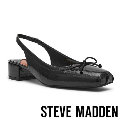 STEVE MADDEN-復古方頭皮繩低跟鞋LOVED-黑色