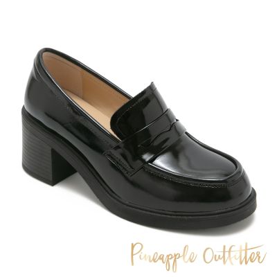 Pineapple-Outfitter-經典鋸齒滾邊厚底高跟樂福鞋-MADGE-黑色