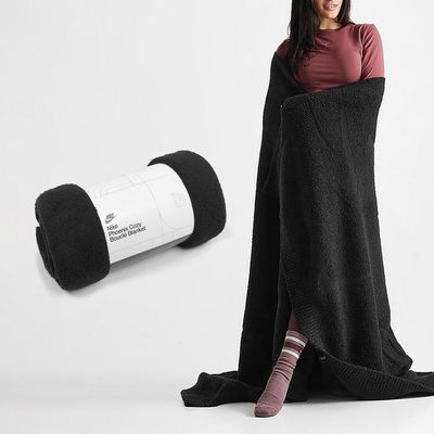 Nike 毛毯 Phoenix Cozy Bouclé 黑 針織毛毯 絨毛 勾勾 蓋毯 毯子 N101096500-1OS