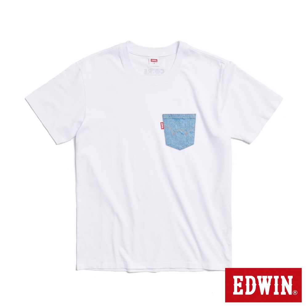 EDWIN 男裝 再生系列 CORE 環保再生牛仔口袋短袖T恤-白色