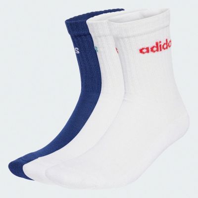 【adidas 愛迪達】 LINEAR CREW 中筒襪 3 雙入 男/女 JL6110