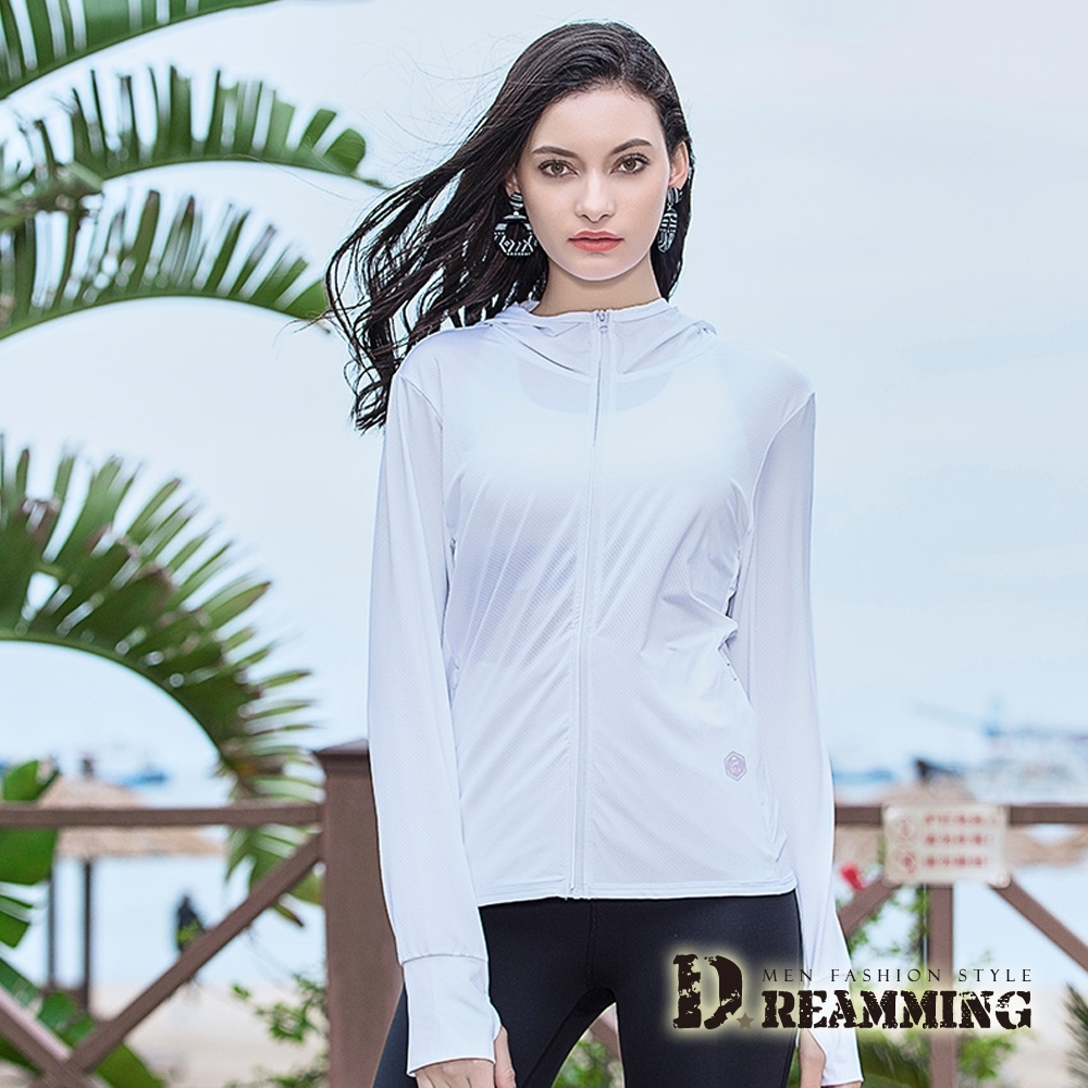 Dreamming  情侶款UPF50+防曬冰暴衣 輕薄 涼感-共二款 (女款白色)