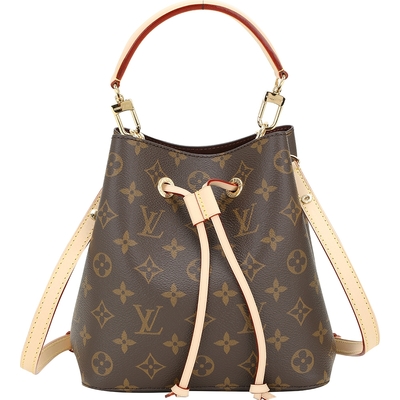 LOUIS VUITTON路易威登 Louis Vuitton LV路易威登 M46581 NeoNoe BB 老花帆布手提/肩背束口水桶包(咖啡色)