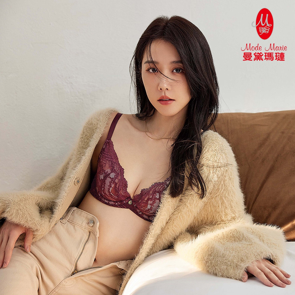 曼黛瑪璉 法式香吻無襯內衣 C-D罩杯(酒紅)