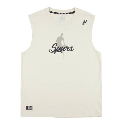 NBA LOGA MAN 涼感 寬肩背心 馬刺隊-白灰色-3425148011
