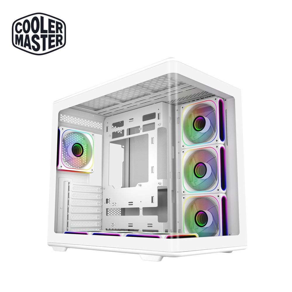 酷碼Cooler Master Elite 600 電腦機殼(白色)/曲面鋼化玻璃/顯卡長42.5/CPU高16