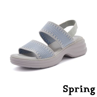 SPRING 厚底涼鞋/百搭彈力飛織布面舒適輕量厚底涼鞋 灰