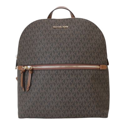 MICHAEL KORS 防刮老花PVC塗層帆布雙肩後背包(深咖色)