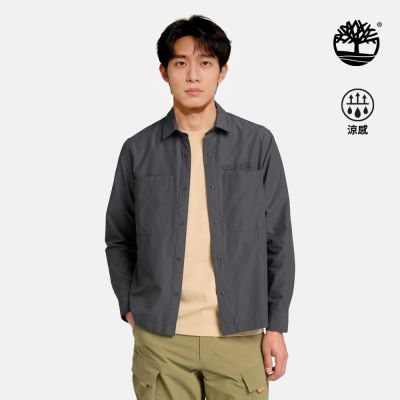 Timberland官方旗艦 男款黑色Timberchill長袖襯衫|A2R4DW08