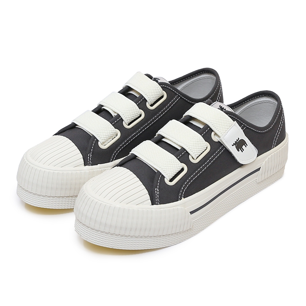 moz瑞典厚底增高駝鹿魔鬼氈帆布餅乾鞋(鐵灰) | 帆布鞋| Yahoo購物中心