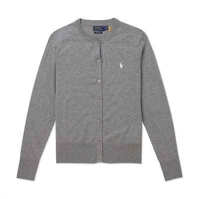 Polo Ralph Lauren RL 熱銷刺繡小馬開襟針織外套(女)-灰色