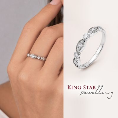 King Star 天然鑽石戒指 馬眼形x圓形 設計