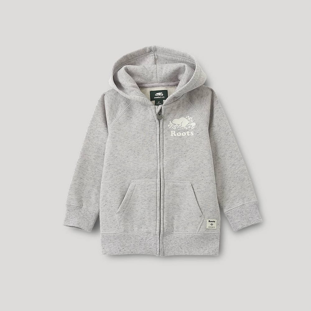 Roots小童-活力閃爍系列海狸LOGO連帽外套-紫灰色| Yahoo購物中心