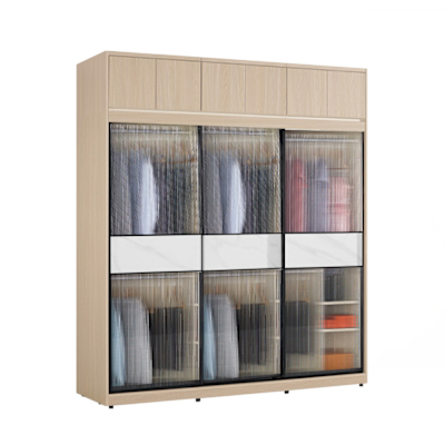 文創集 維爾泰鋁框7.5尺巖板玻璃加高衣櫃組合(吊衣桿x6＋內多分層格)-225x60x236cm免組