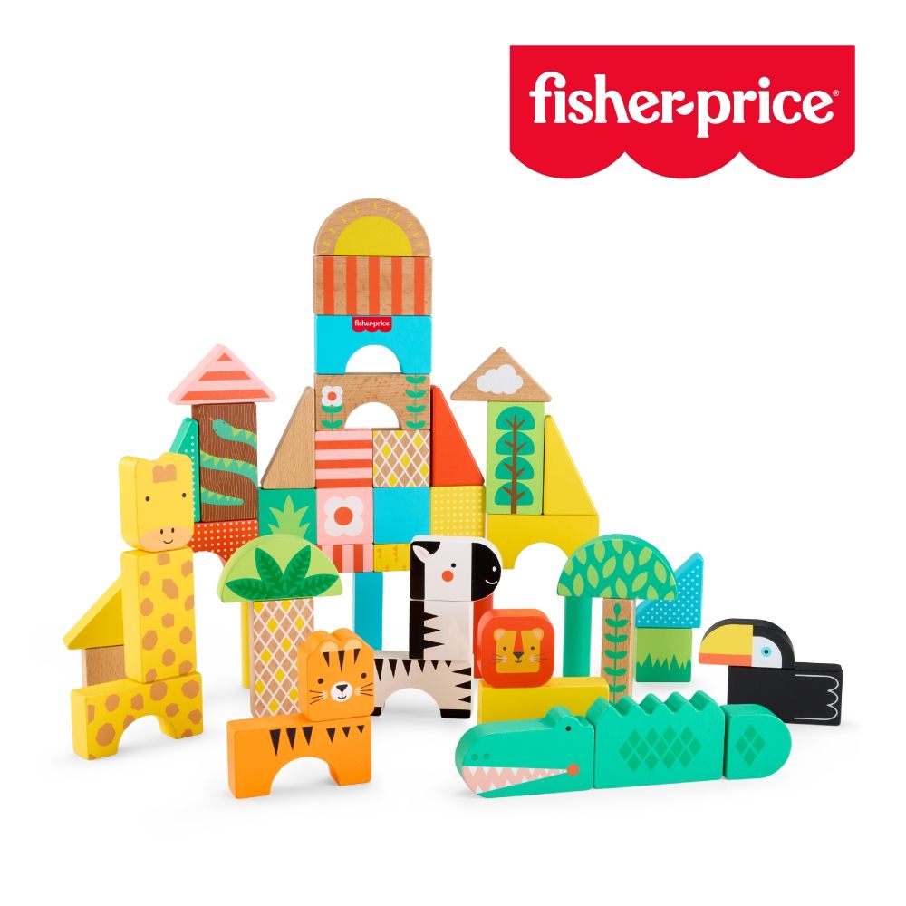 奇哥官方旗艦 Fisher-Price 費雪 木製叢林積木組