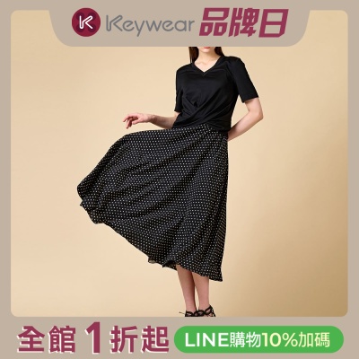 KeyWear奇威名品 法式優雅短袖洋裝-黑色