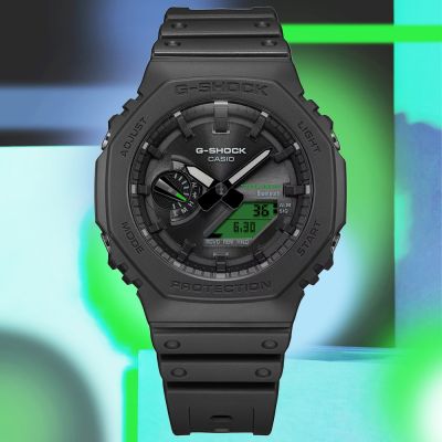 CASIO 卡西歐 G-SHOCK 醒目黑x電光綠 太陽能藍芽 雙顯錶 送禮 禮物 推薦GA-B2100BEG-1A