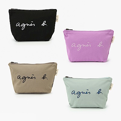 agnes b. Voyage logo 棉質化妝包收納袋(多色)