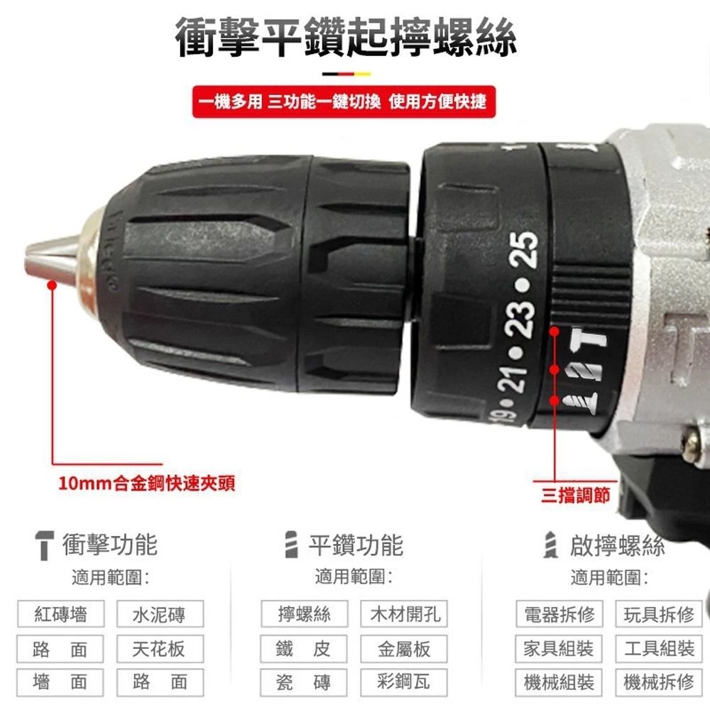 Ogula小倉電鑽衝擊鑽電動起子工業級手電鑽88V鋰電鑽電動螺絲刀可