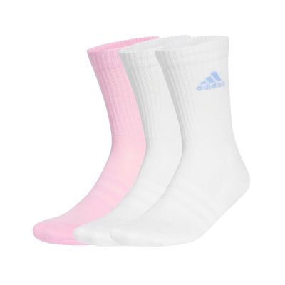 adidas 休閒襪 Cushioned Amorti 白 粉紅 襪子 長襪 中筒 愛迪達 3雙入 JC9382