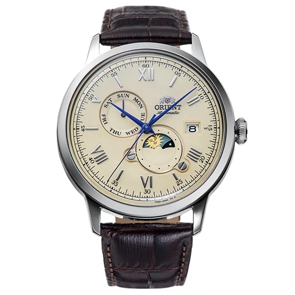 ORIENT 東方錶 官方授權 Sun & Moon系列 時尚日月相 機械錶-男錶(RA-AK0803Y)41.5mm
