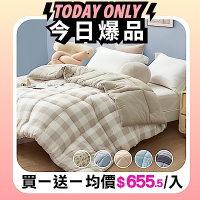 DB夢寢 買一送一★韓國質感雙面奶蓋水洗被(加厚180x210公分)