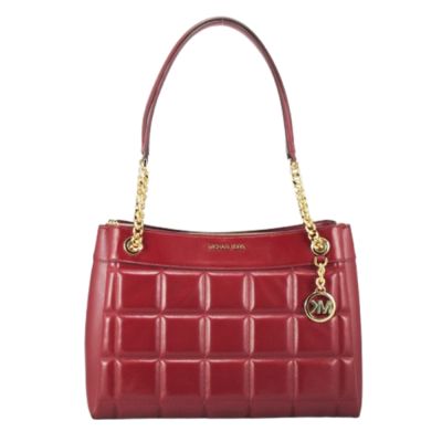 Michael Kors SUSAN皮革側肩/肩背/托特包30F4GUSE2L(深紅)