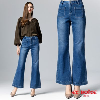 BLUE WAY ET BOiTE 箱子 –女裝 復古貼袋微喇叭丹寧靴型牛仔褲(淺藍)