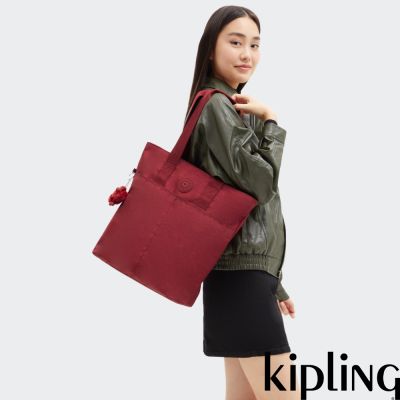 Kipling 時尚紅內夾層手提托特包-HANIFA