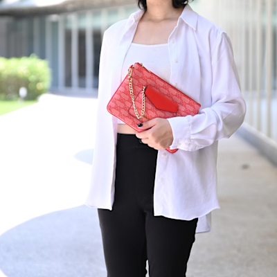 MICHAEL KORS ITEM滿版MK款大手拿包.紅(附活動式零錢包)
