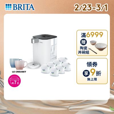 【BRITA官方】Cube MXPRO 瞬熱溫控滅菌開飲機(白)+6入去水垢專家濾芯(共7芯)+馬克杯