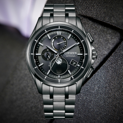 CITIZEN 星辰 GENT S 系列 BY1006-62E 韋禮安配戴款月相電波對時鈦金屬光動能腕錶 黑41.5mm