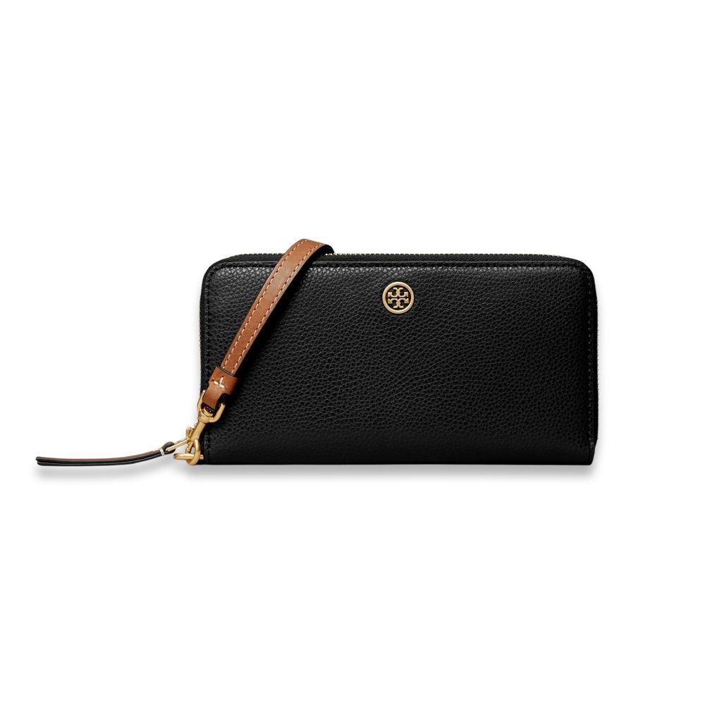 【TORY BURCH】Robinson 荔枝紋拉鍊長夾(黑)