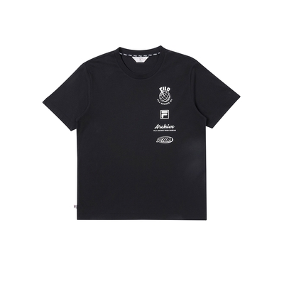 FILA 男吸濕排汗短袖圓領T恤-黑色 1TEZ-1461-BK