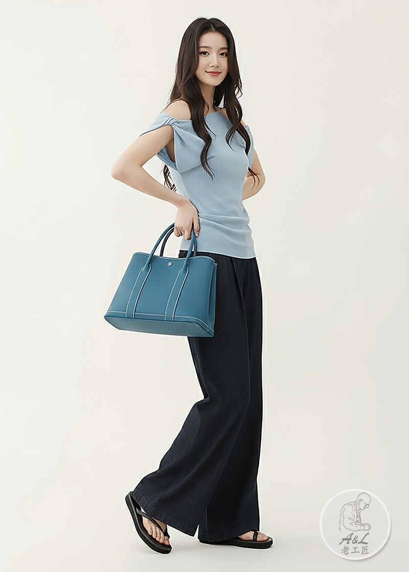 A&L老工匠】真皮牛皮精品經典柏金花園包-36cm(真皮包包土耳其藍) | 斜