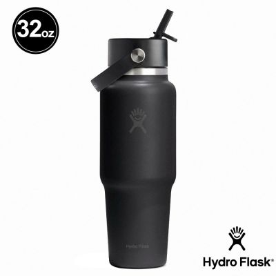 Hydro Flask 32oz/946ml 寬口 提環 吸管 隨行杯 保溫瓶 時尚黑